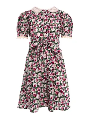 PERNILLE KNITTED COLLAR BELTED FLORAL DRESS