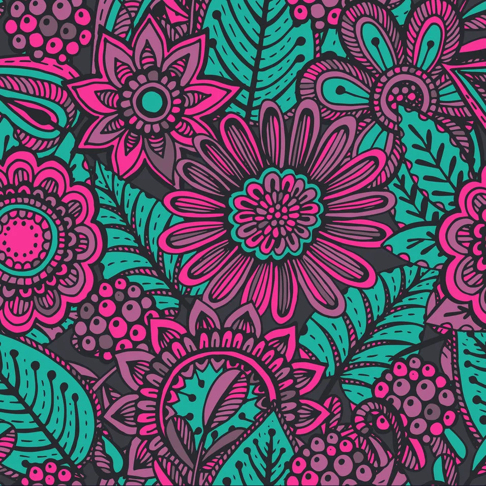 Pink & Teal Flowers Pattern