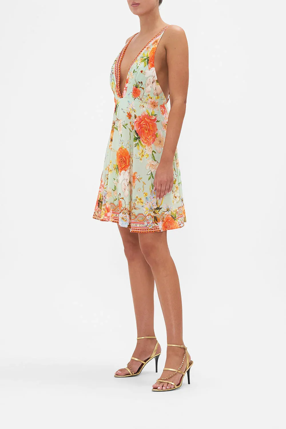 Plunge Neck Mini Dress - Talk the Walk