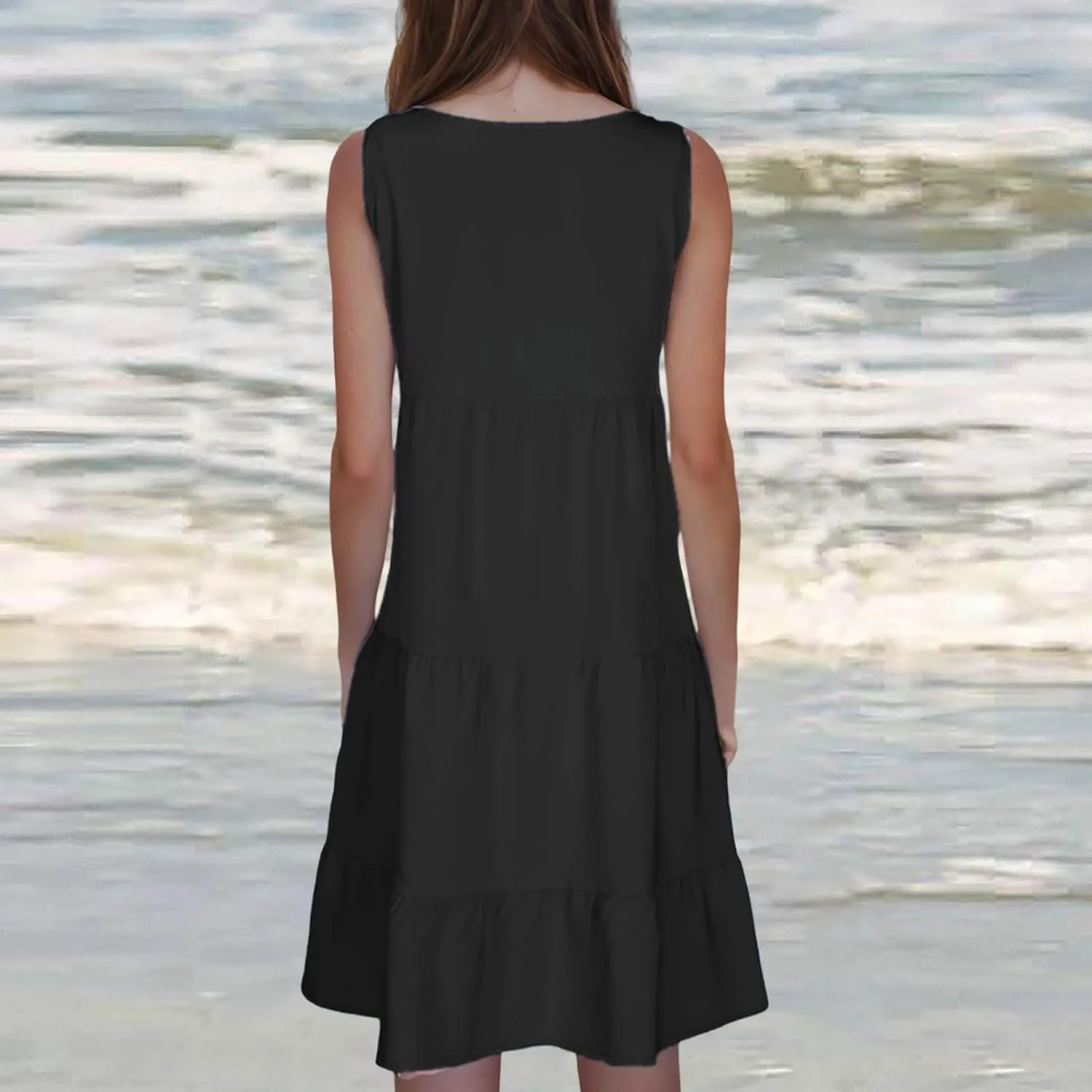Plus Size Sundresses for Women Casual Swing Dresses Flowy Ruffle Mini Dress Boho Dresses Summer Beach Vacation Dress