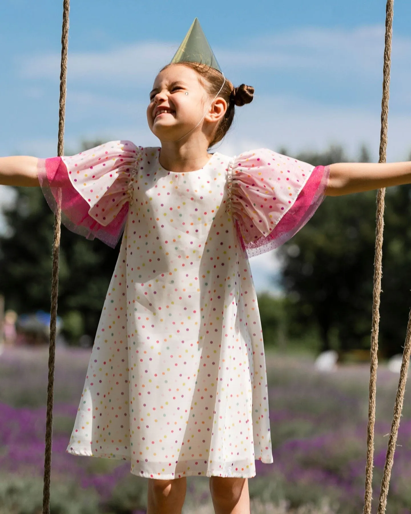 Polka Dot Dress With Mesh White Printed Party Dots