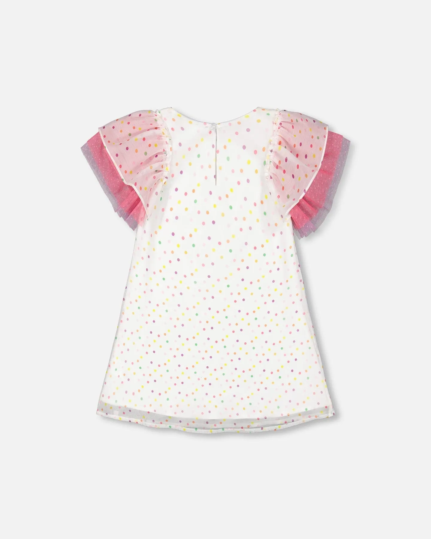 Polka Dot Dress With Mesh White Printed Party Dots
