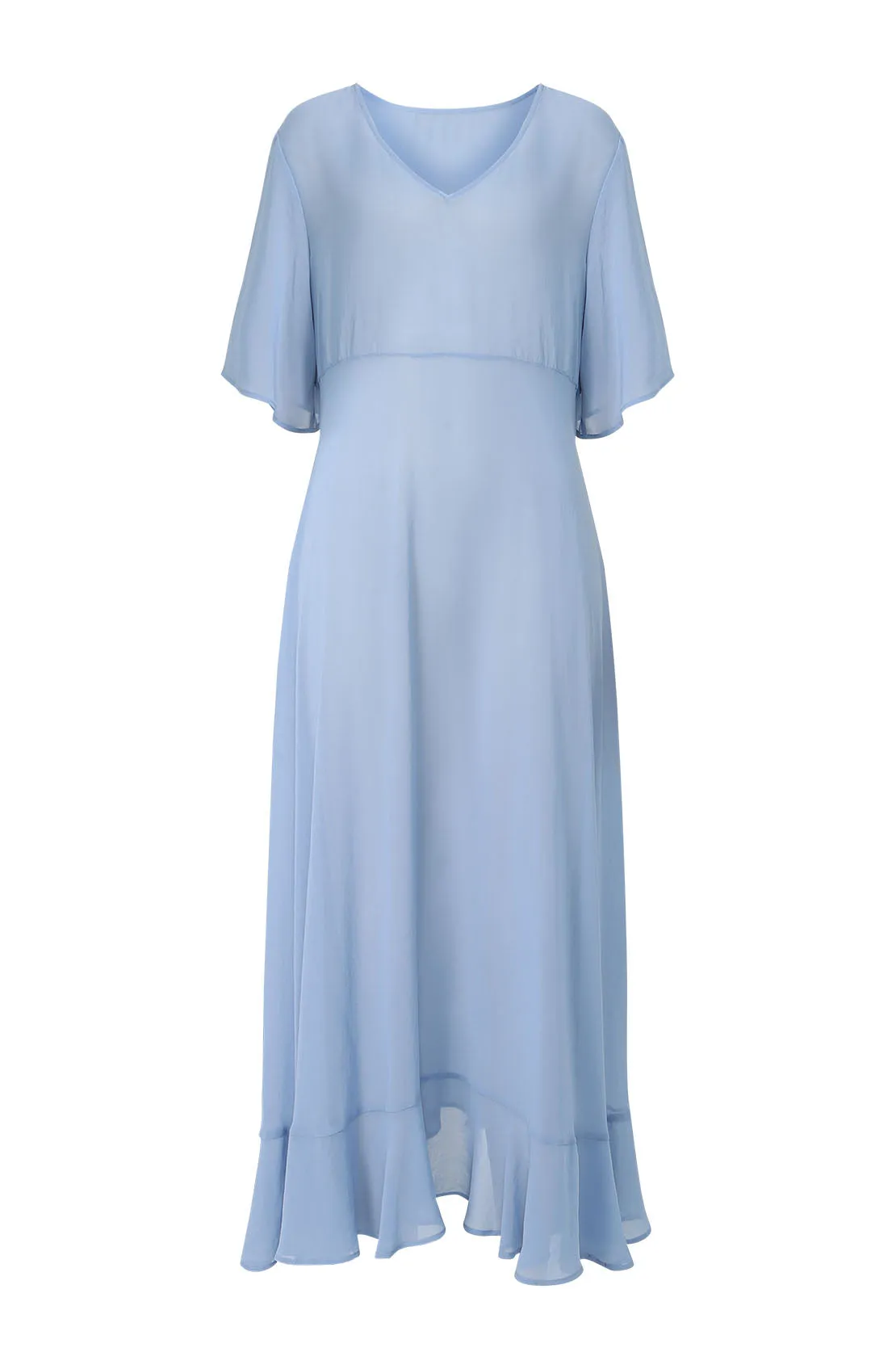 reverse ruffled dress / smokey blue