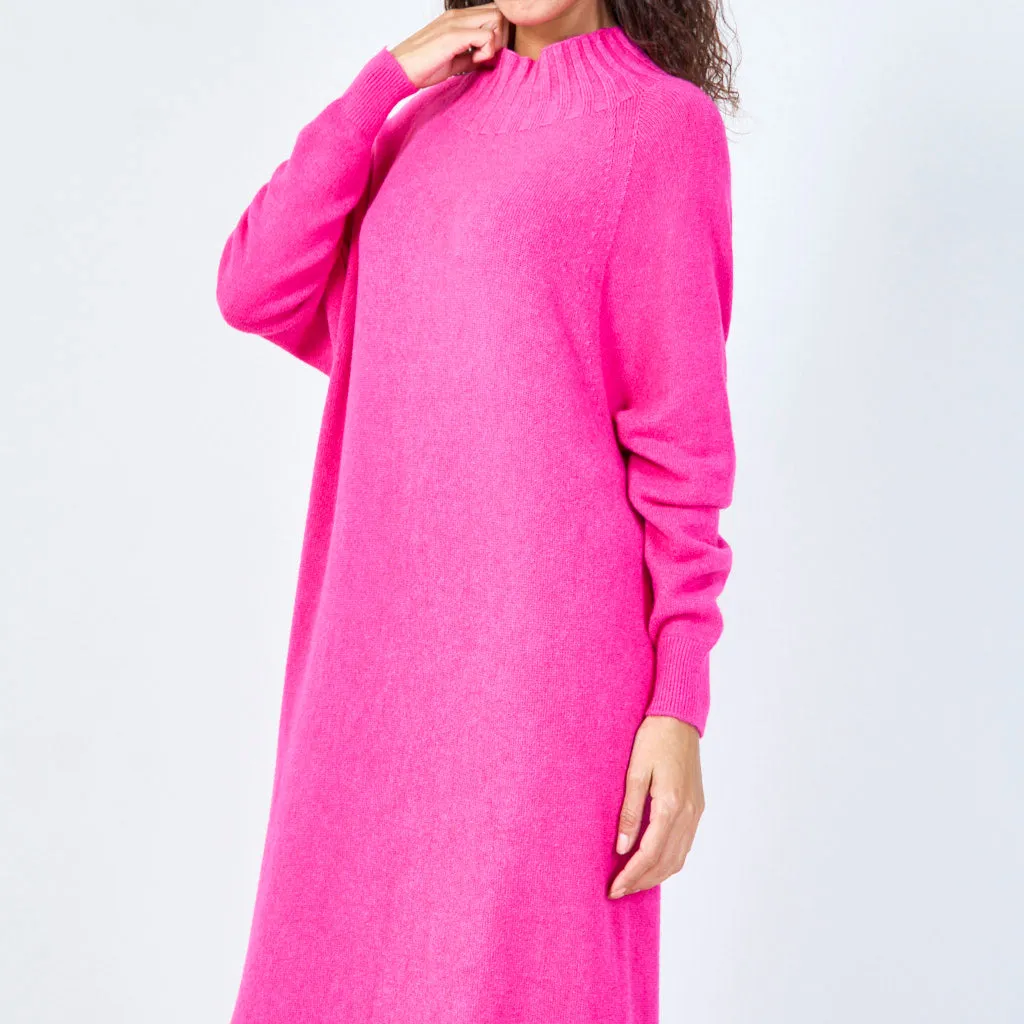 Ribbed high-neck midi dress wholesale