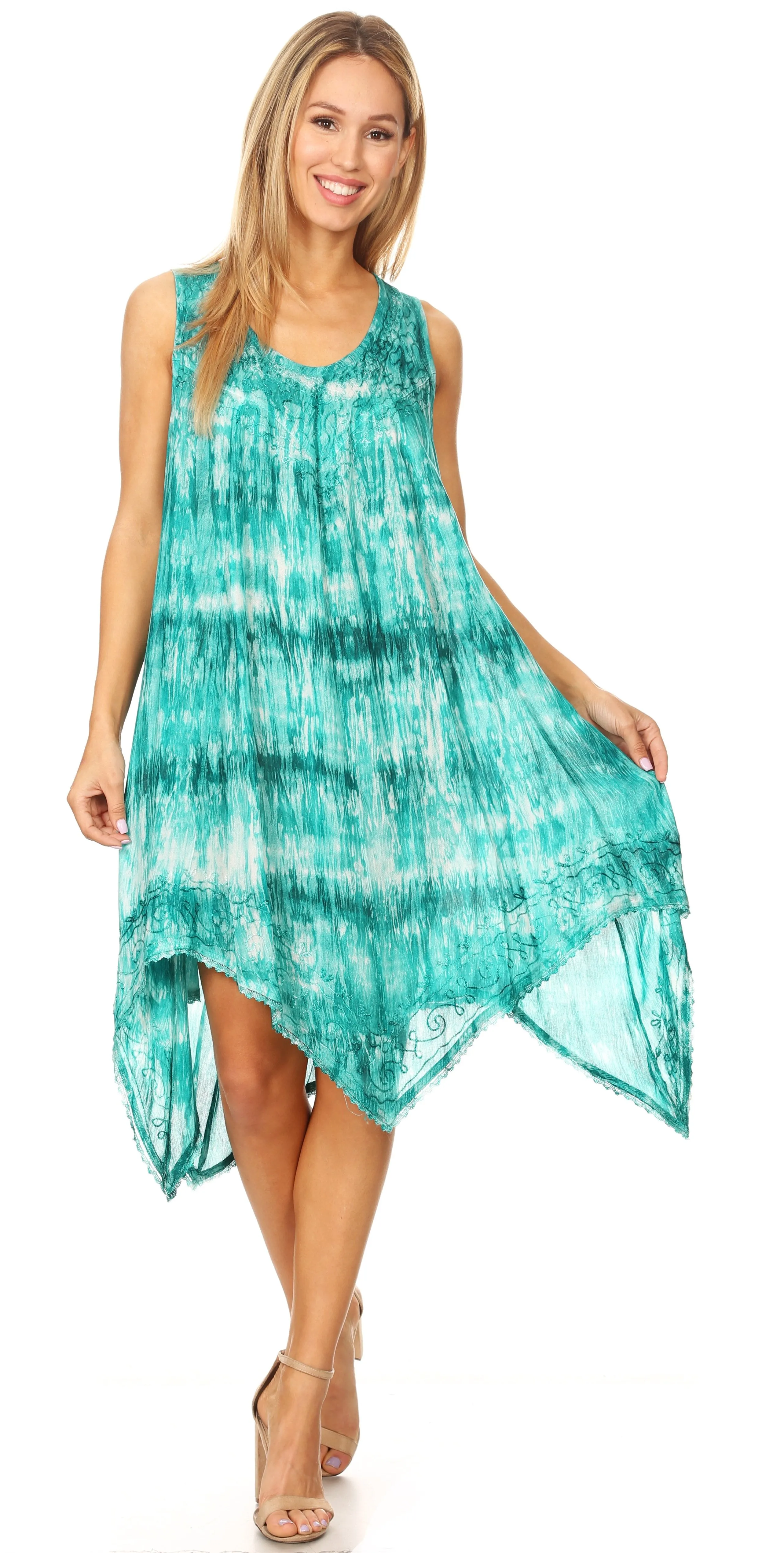 Sakkas Jula Women's Swing Shift Loose Sleeveless Short Cocktail Dress Cover-up
