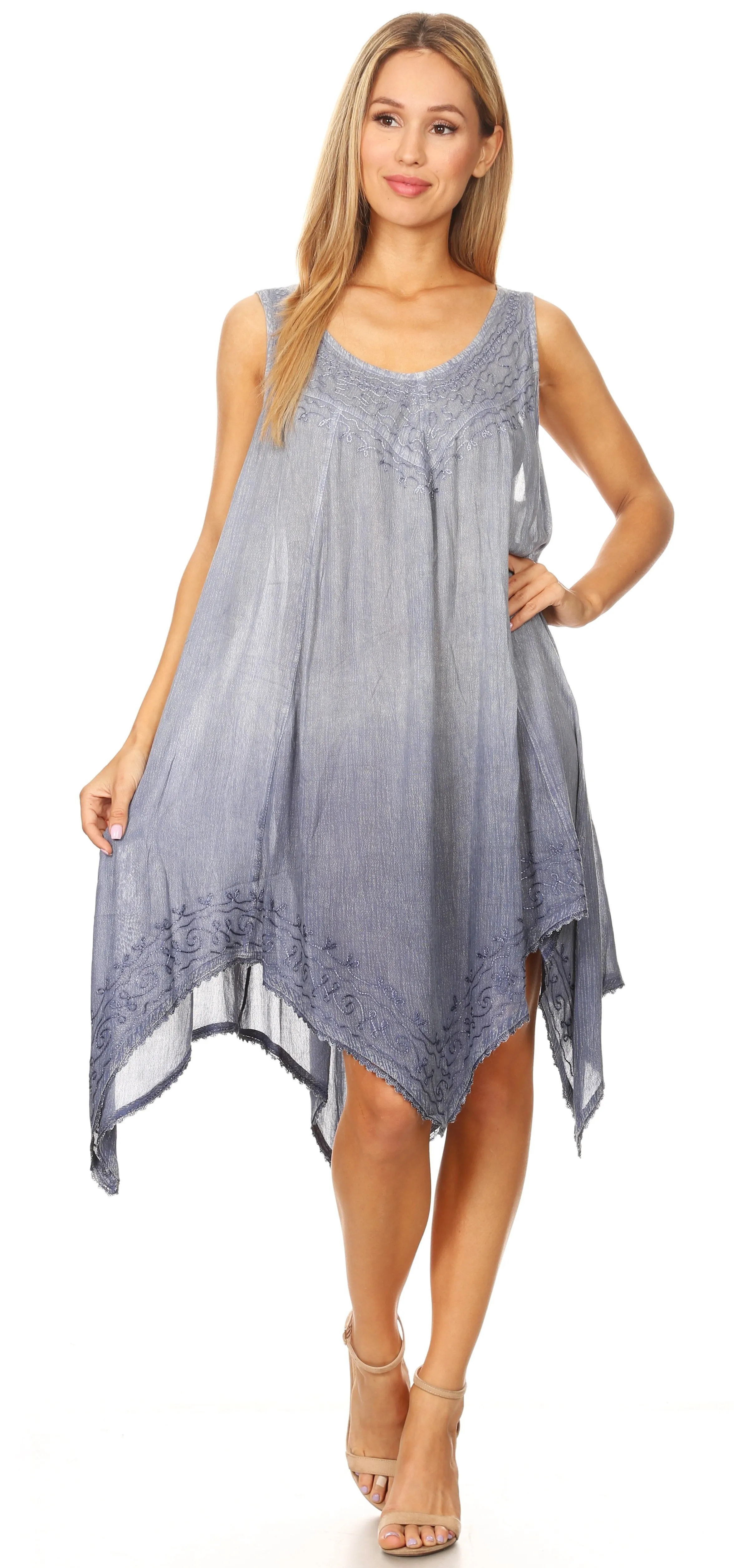 Sakkas Jula Women's Swing Shift Loose Sleeveless Short Cocktail Dress Cover-up
