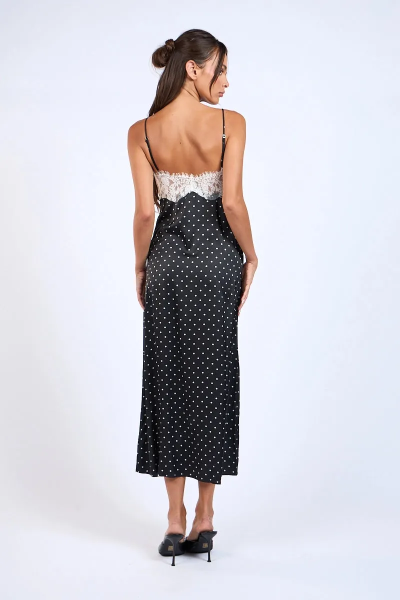 Satin Polka Dot Lace Midi