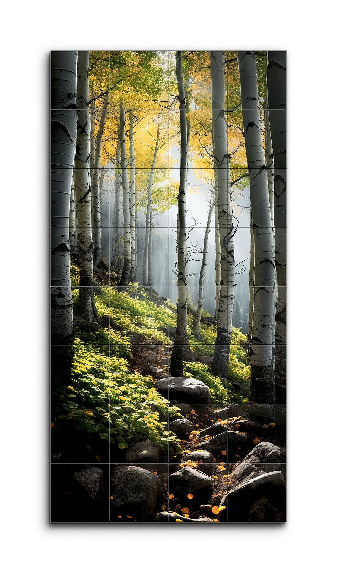 Serene Birch Forest: Summer to Autumn Transition