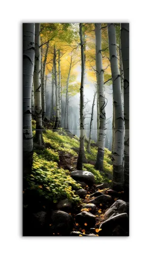 Serene Birch Forest: Summer to Autumn Transition