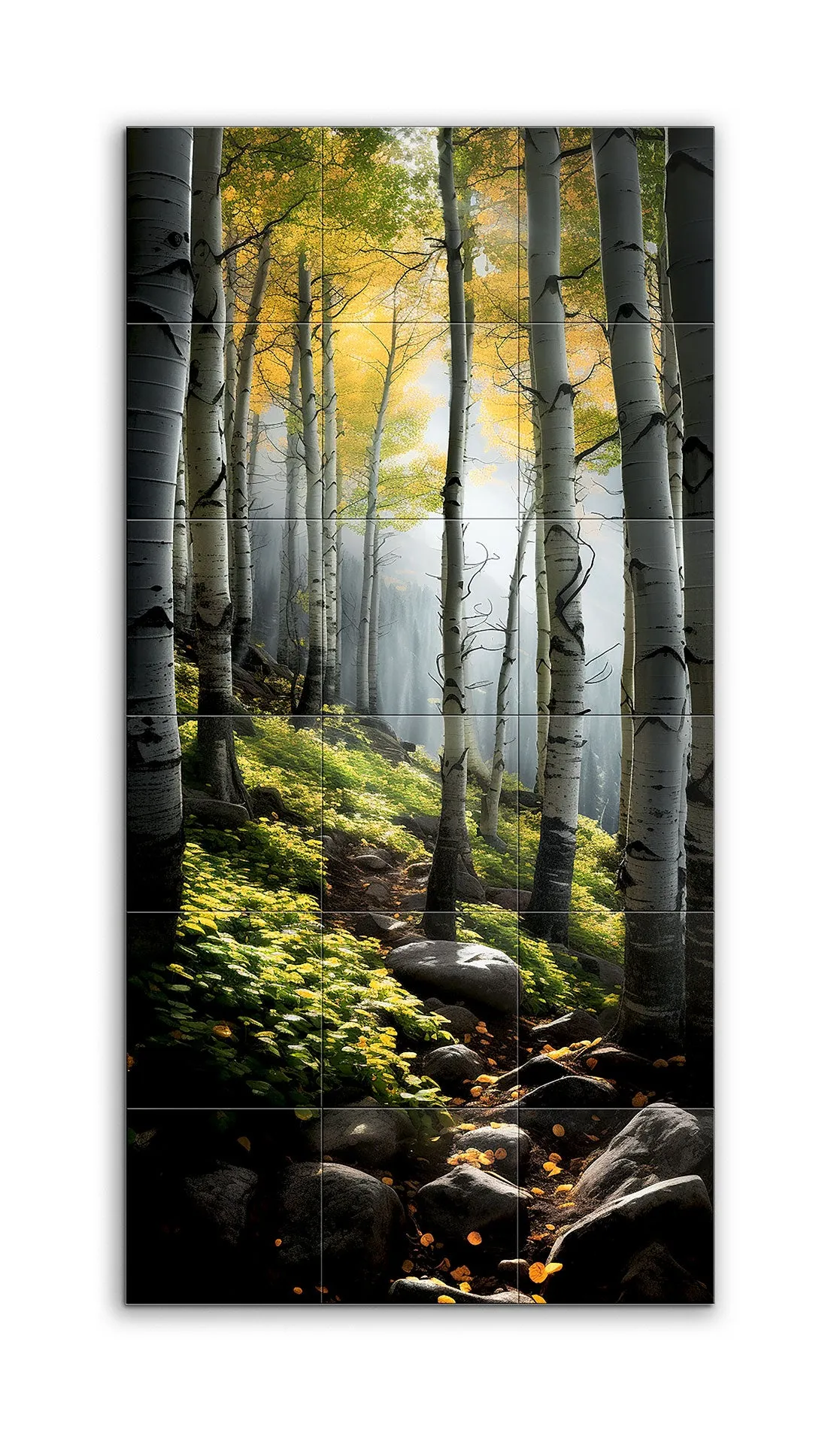 Serene Birch Forest: Summer to Autumn Transition