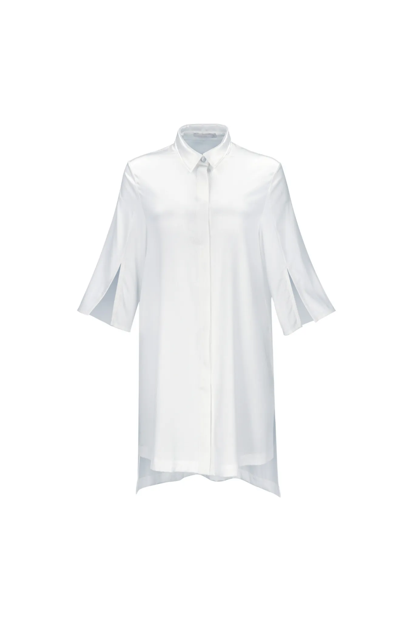 Short Silk Shirt Dress 'Felicia' in Milk White