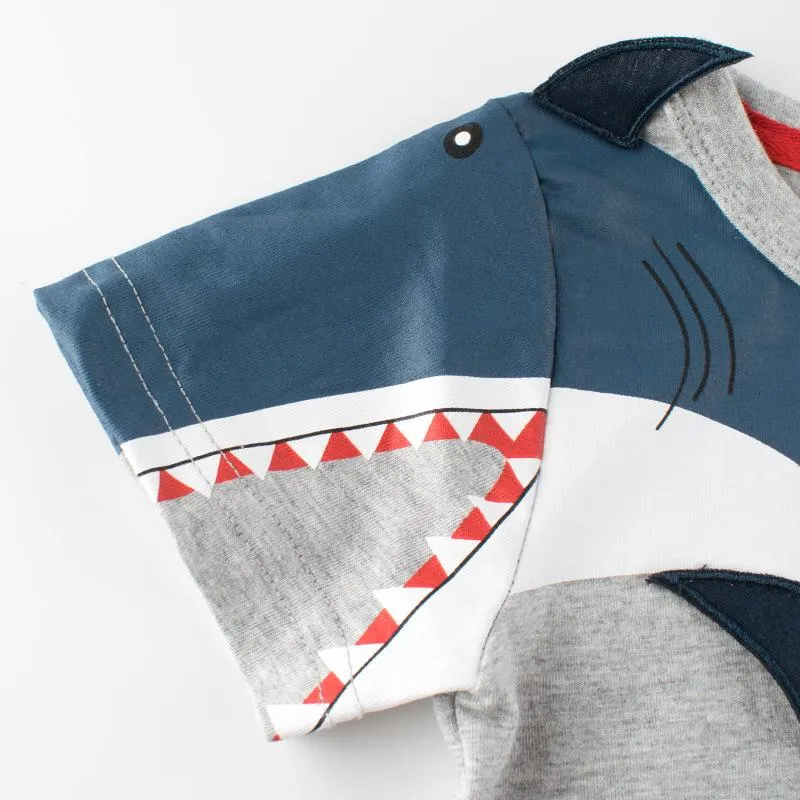 Short Sleeve 3D Shark Pattern T-shirt for Boys
