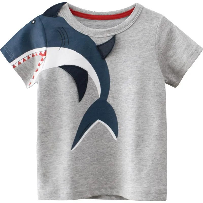 Short Sleeve 3D Shark Pattern T-shirt for Boys