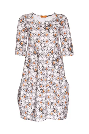Short Sleeve Panel Hem Dress - Diamonds Print Jersey 8639