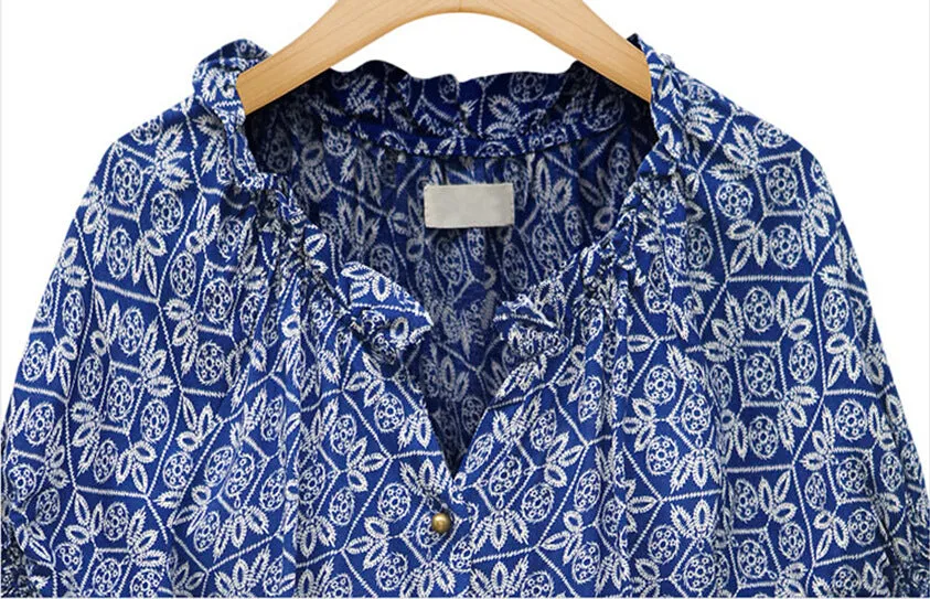 Short Temperament Commute Sleeve Printed Casual V-neck Dress