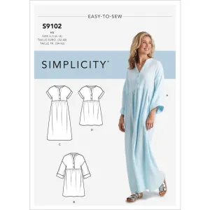 Simplicity Sewing Pattern S9102 Misses' Caftan & Dresses