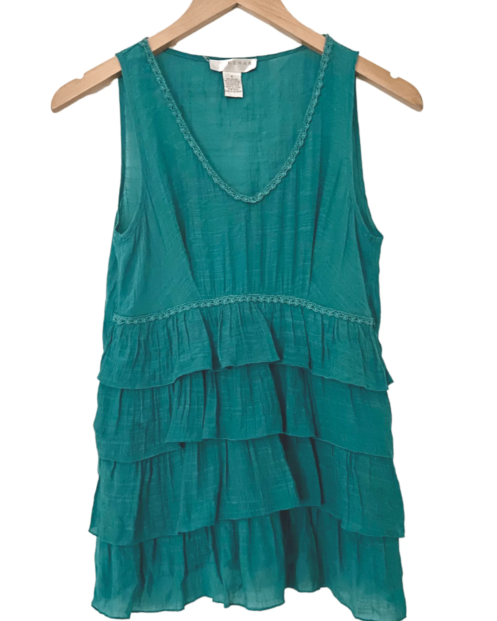 Soft Autumn Cloudy Jade Sleeveless Ruffle Top
