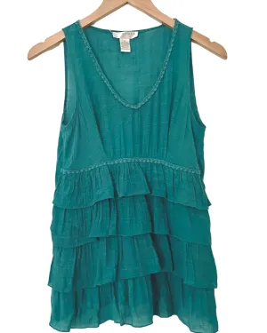 Soft Autumn Cloudy Jade Sleeveless Ruffle Top