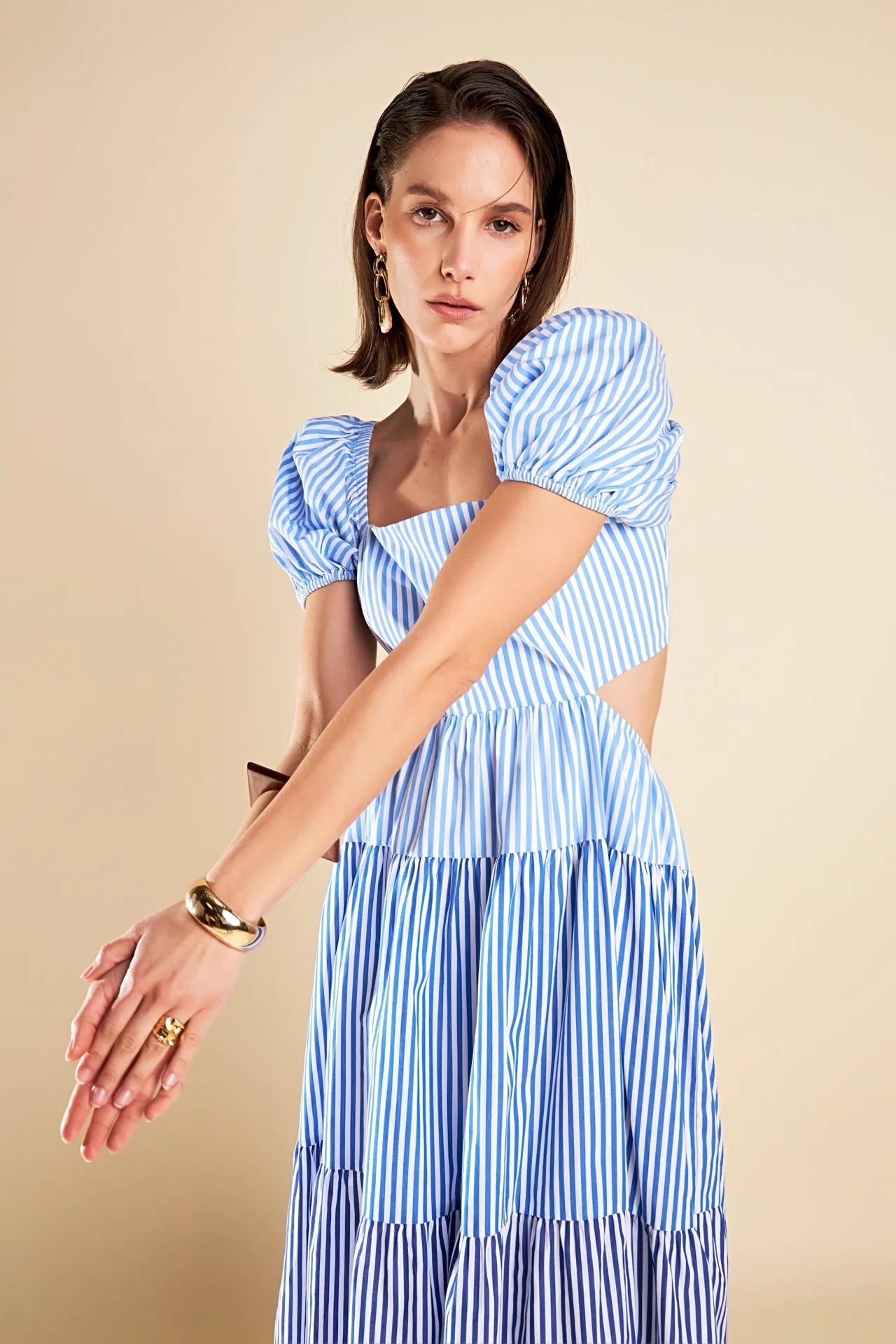Stripe Color Block Midi Dress