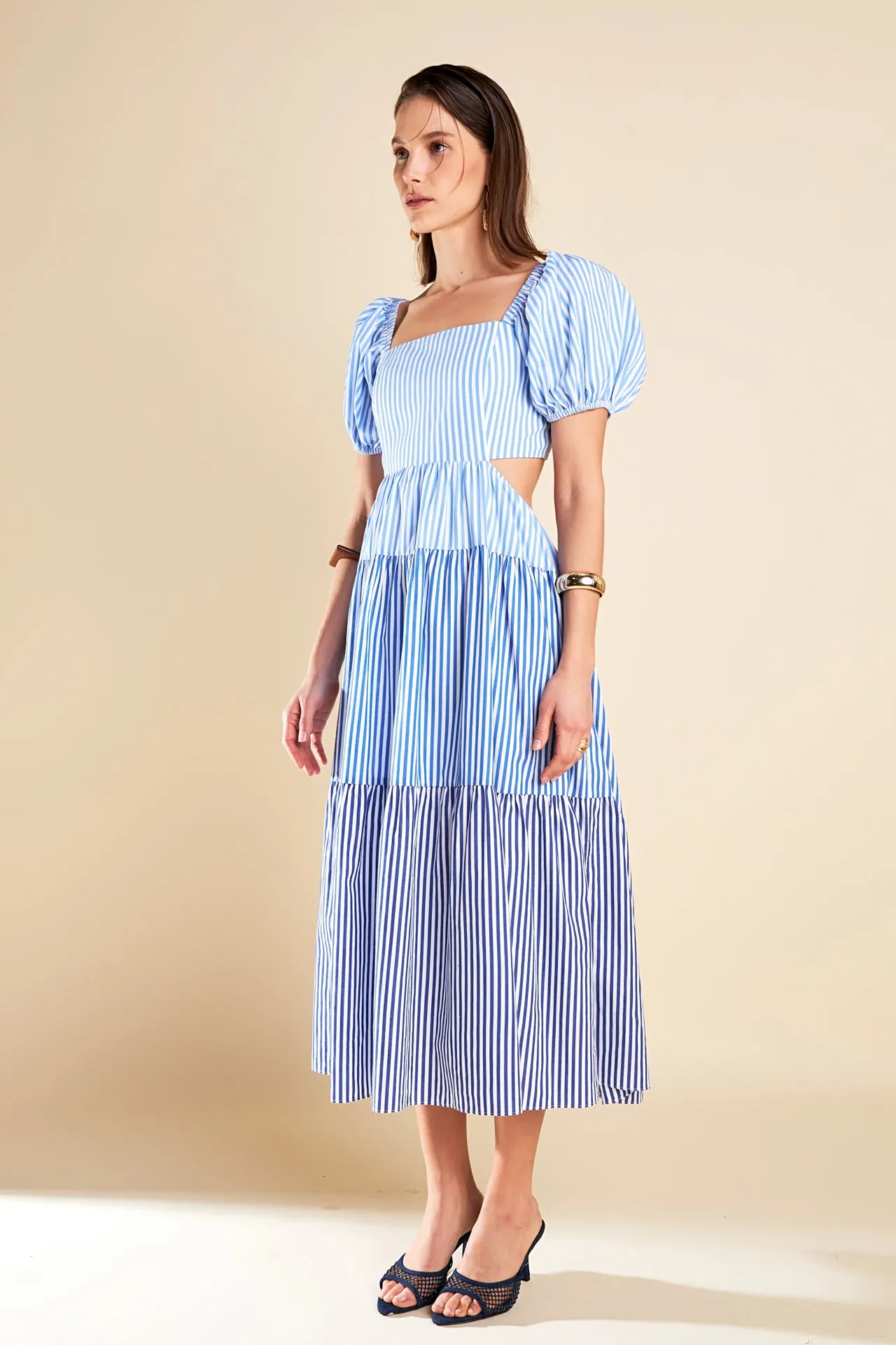 Stripe Color Block Midi Dress