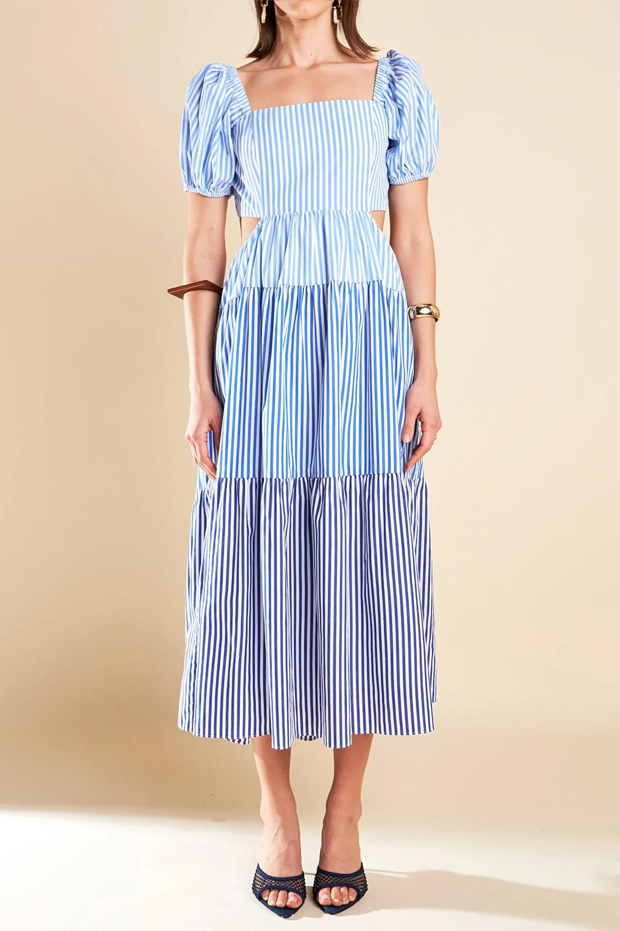 Stripe Color Block Midi Dress