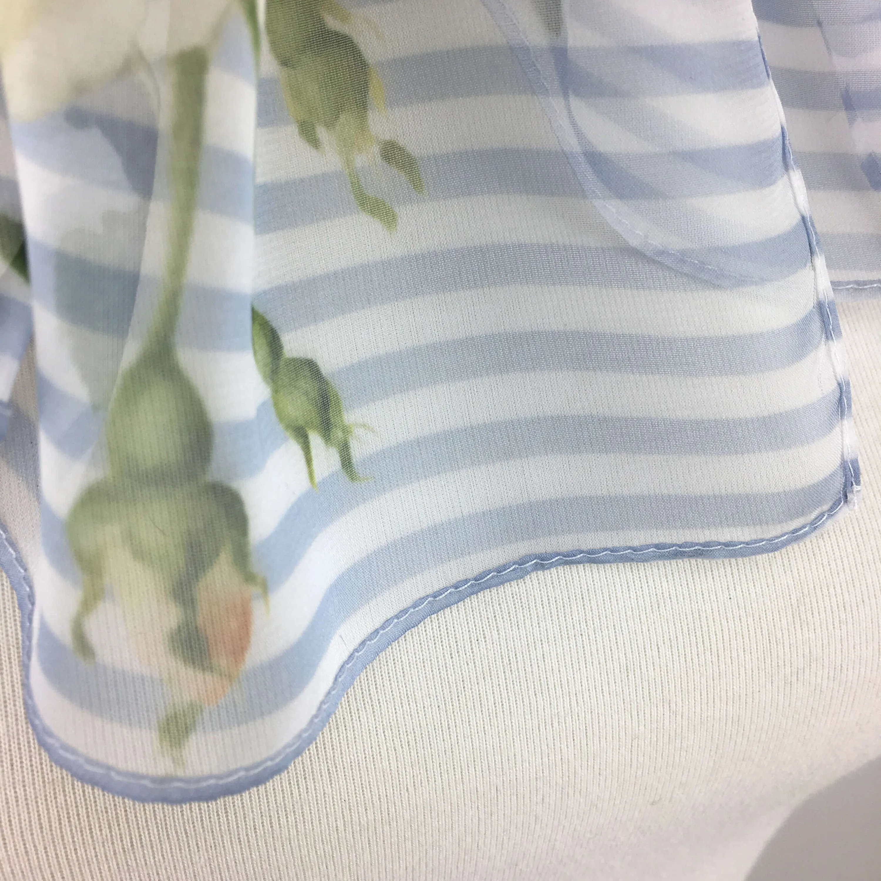 Striped Rose Scarf, Chiffon Scarf, Woman Scarf, All season scarf, Lightweight Scarf,ladies scarf, artist scarf