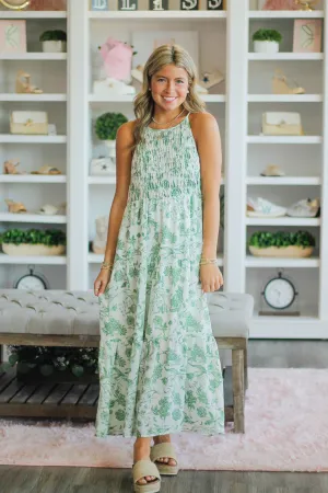 Sweet Green Floral Dress