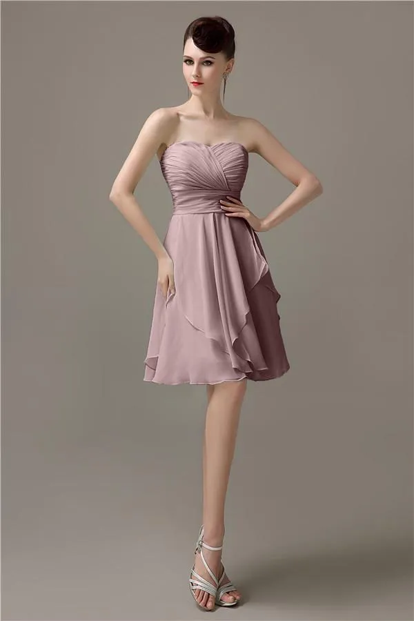 Sweetheart Chiffon A-line Knee-Length Bridesmaid Dresses