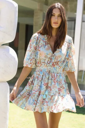 Take Me To Melrose Smocked Waist Dress with 3/4 Sleeve