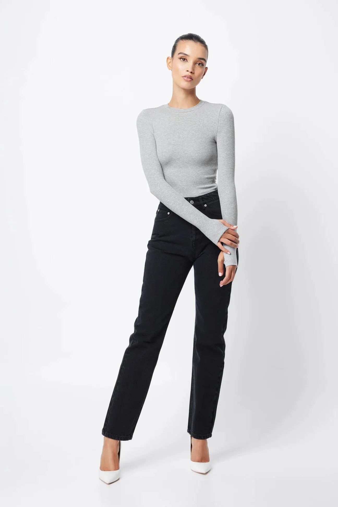 The Brooklyn Top in Grey Marle
