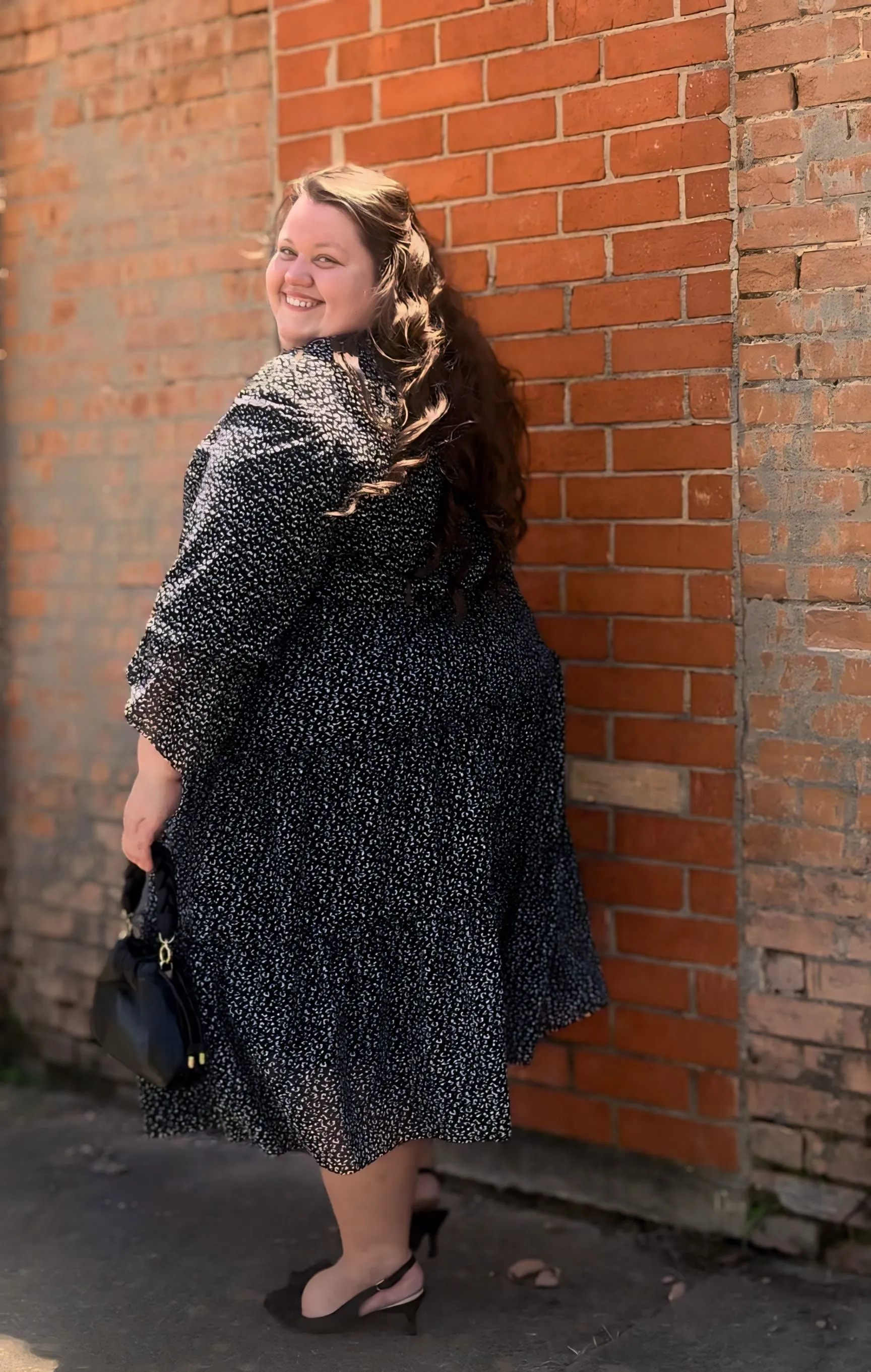 The Little Ruffle Dress (Black/White Abstract Dot)