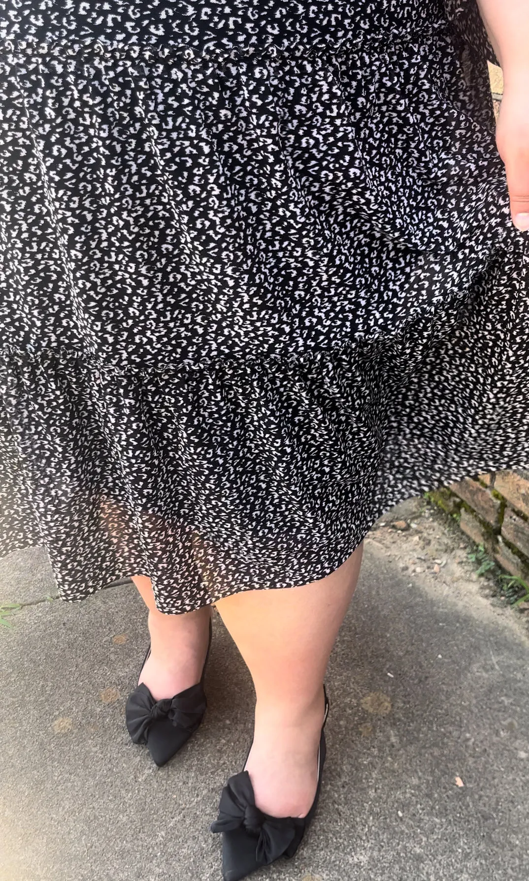 The Little Ruffle Dress (Black/White Abstract Dot)