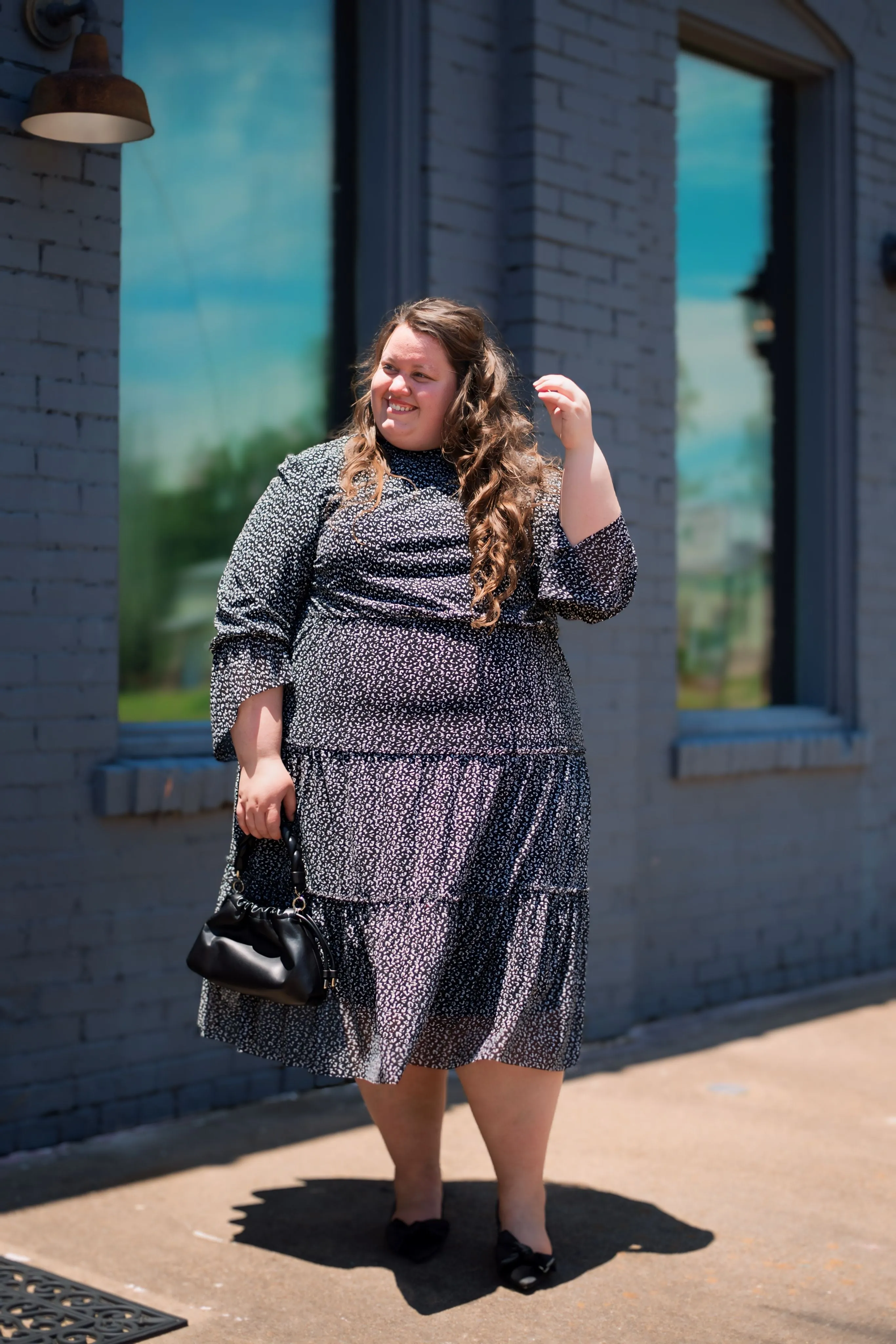 The Little Ruffle Dress (Black/White Abstract Dot)