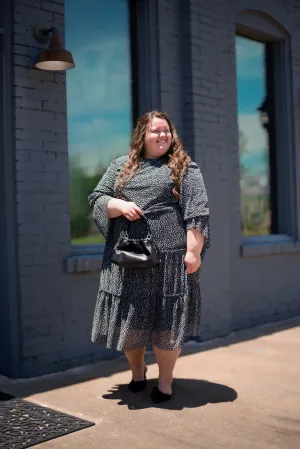 The Little Ruffle Dress (Black/White Abstract Dot)