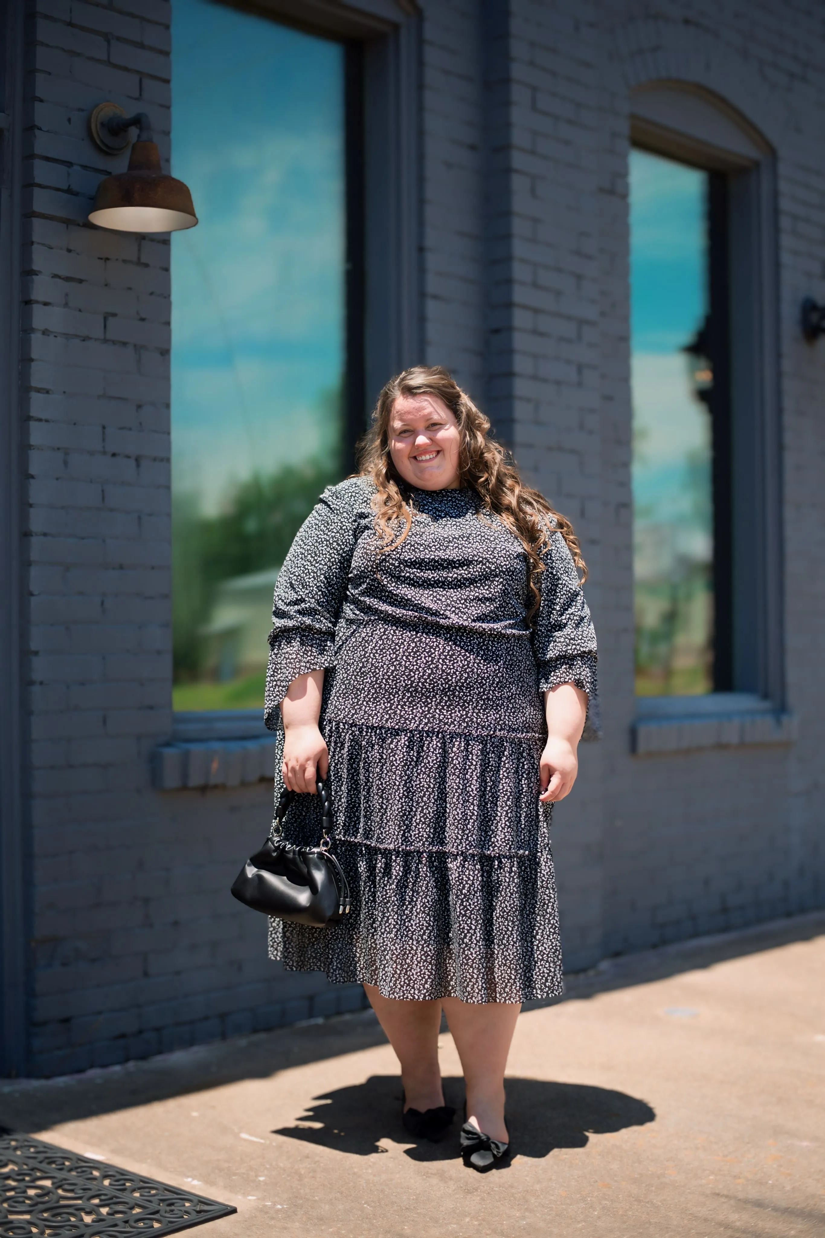 The Little Ruffle Dress (Black/White Abstract Dot)