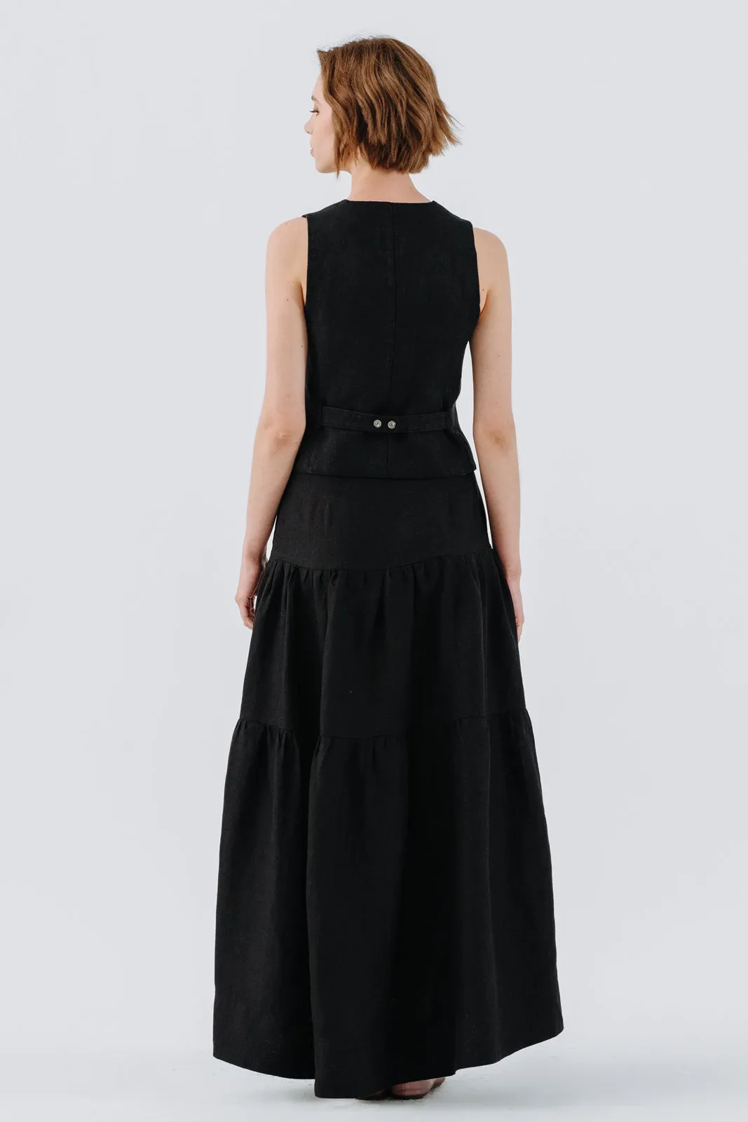 Tiered Skirt, Black Pansy