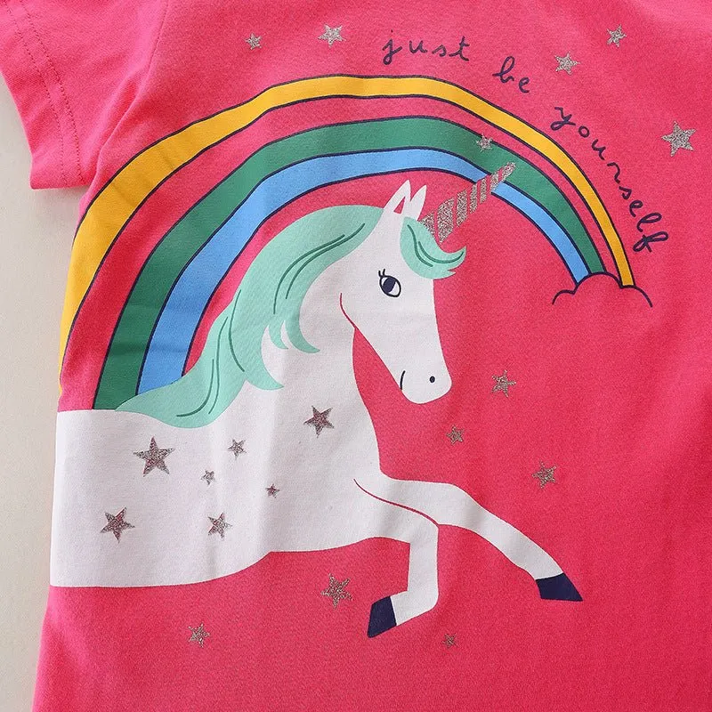 Toddler Girl's "Just Be Yourself" Unicorn T-shirt