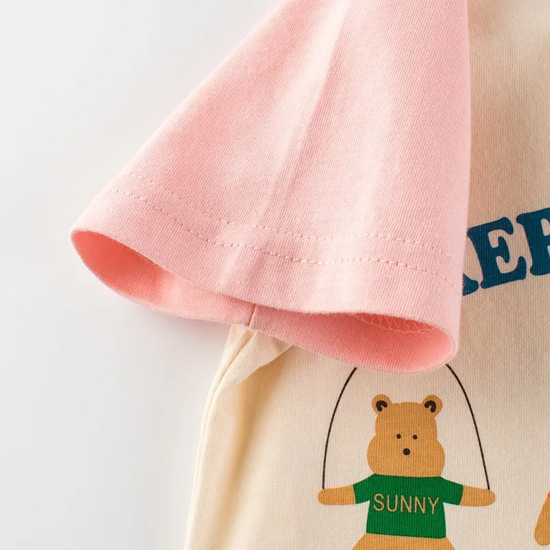 Toddler/Kid Girl's Bear Print Design Summer T-shirt