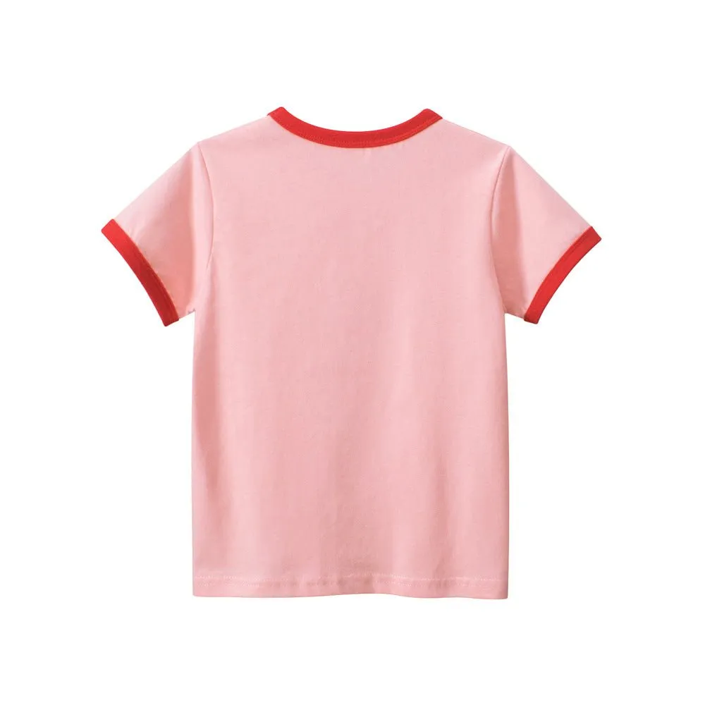 Toddler/Kid Girl's Cartoon Cutie Cat Design Pink Short Sleeve Tee