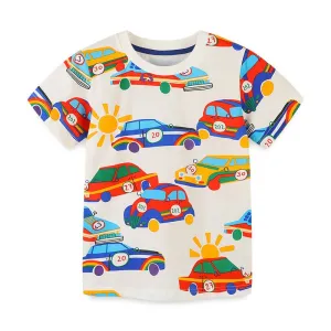 Toddler/Kid's Allover Car Print Design Short Sleeve T-shirt