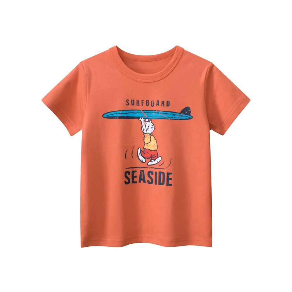 Toddler/Kid's Short Sleeve Surfboard Print Design Tee