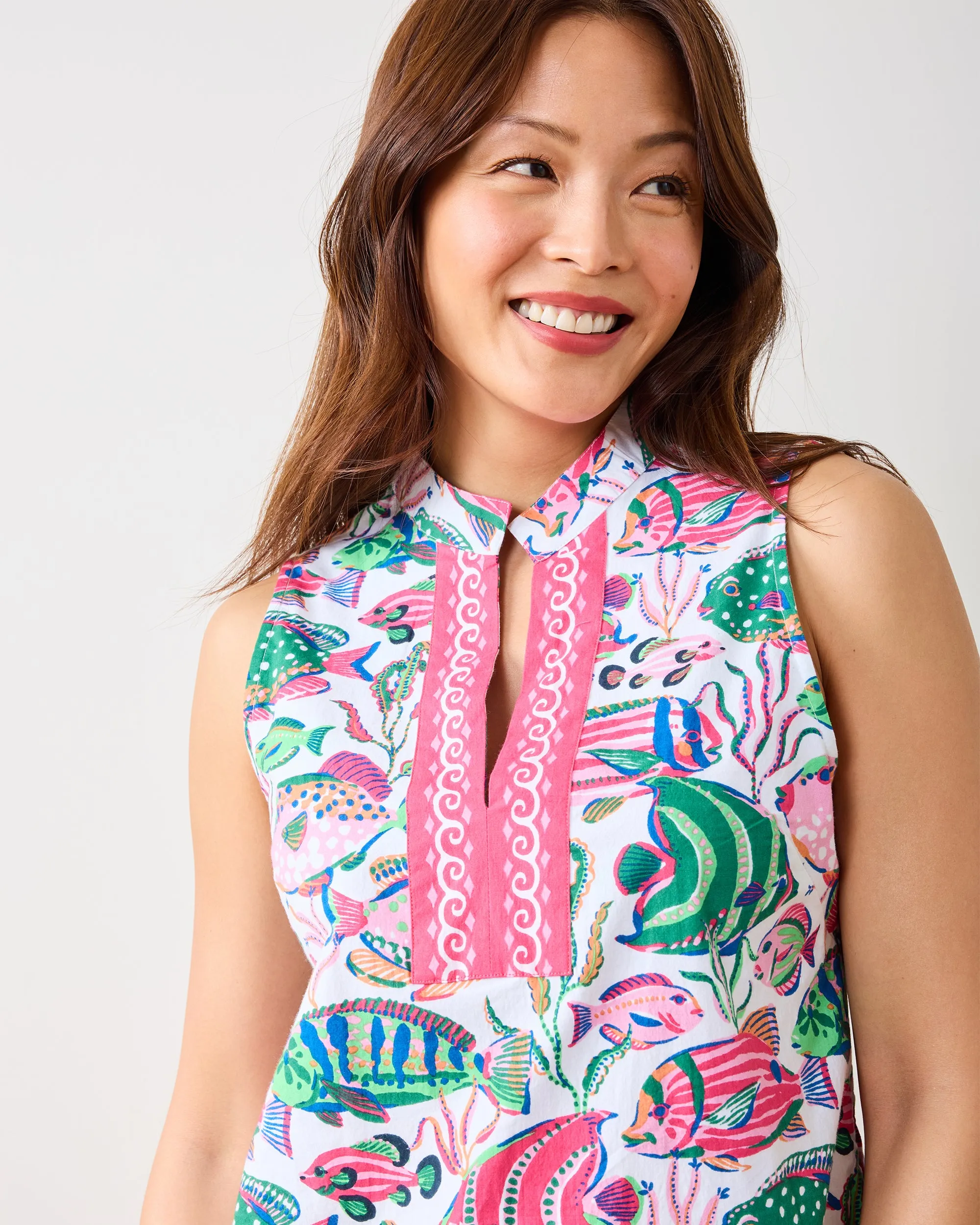 Tropical Fish - Ocean View Shift Dress - Cloud
