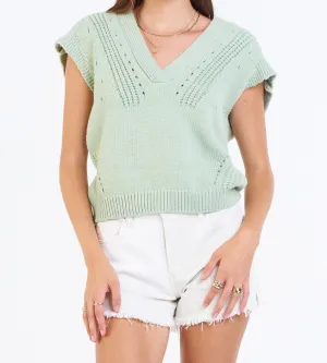 UNA CROCHET DETAIL SWEATER SAGE