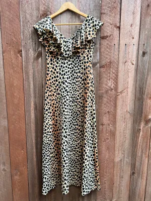 VINTAGE: Cheetah Print Ruffle Dress