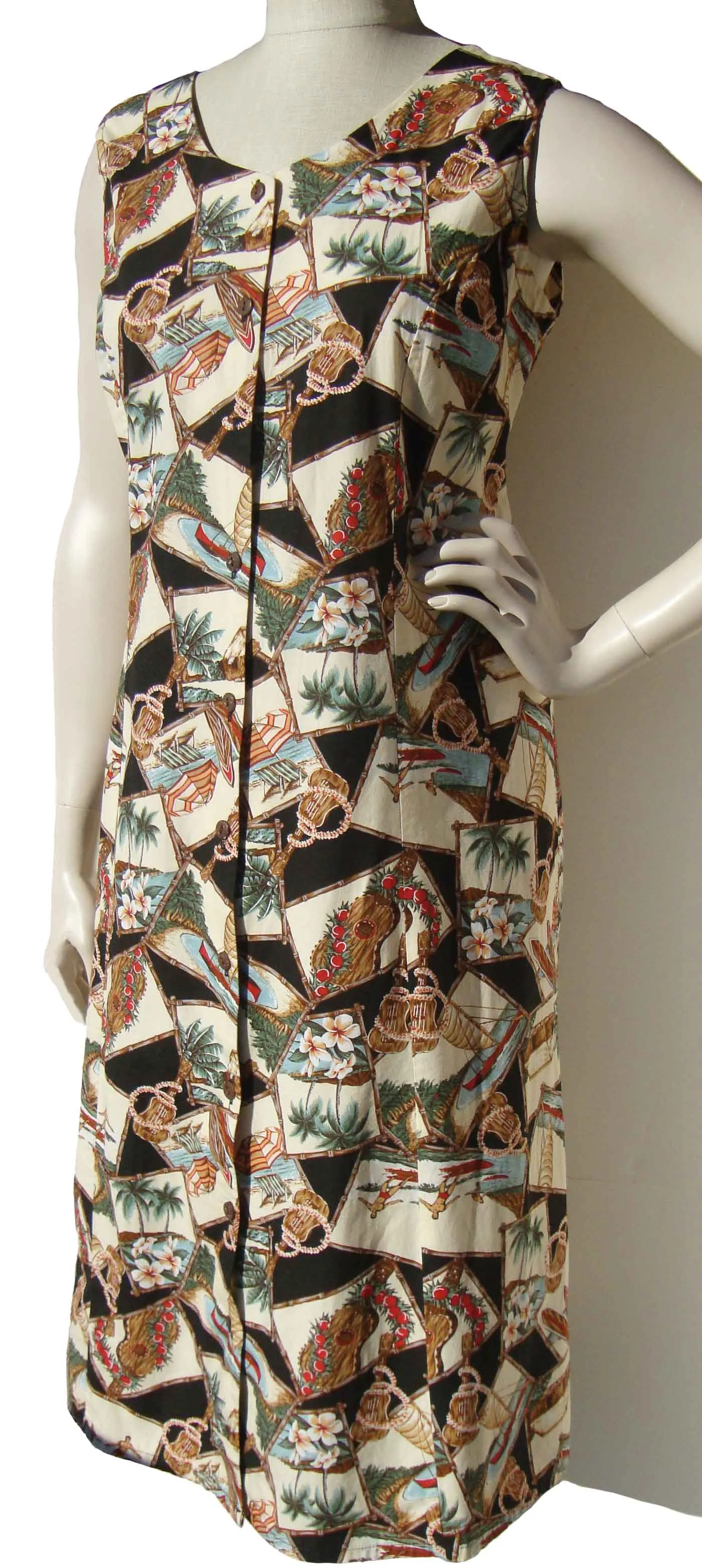 Vintage Hilo Hattie Hawaiian Dress Cotton Shift M / L