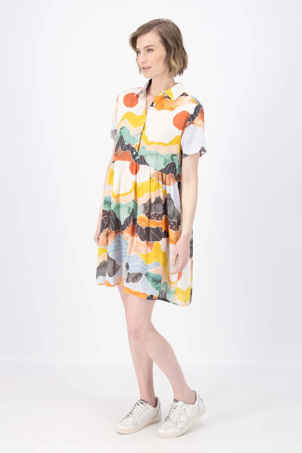 Vista Villa Dress Orange in Seersucker