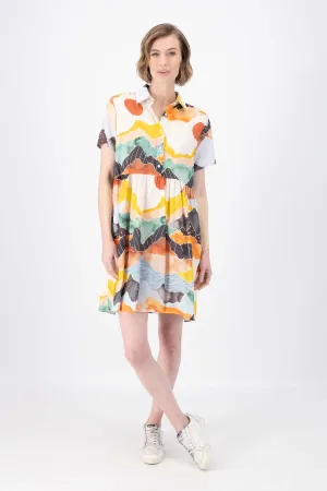 Vista Villa Dress Orange in Seersucker