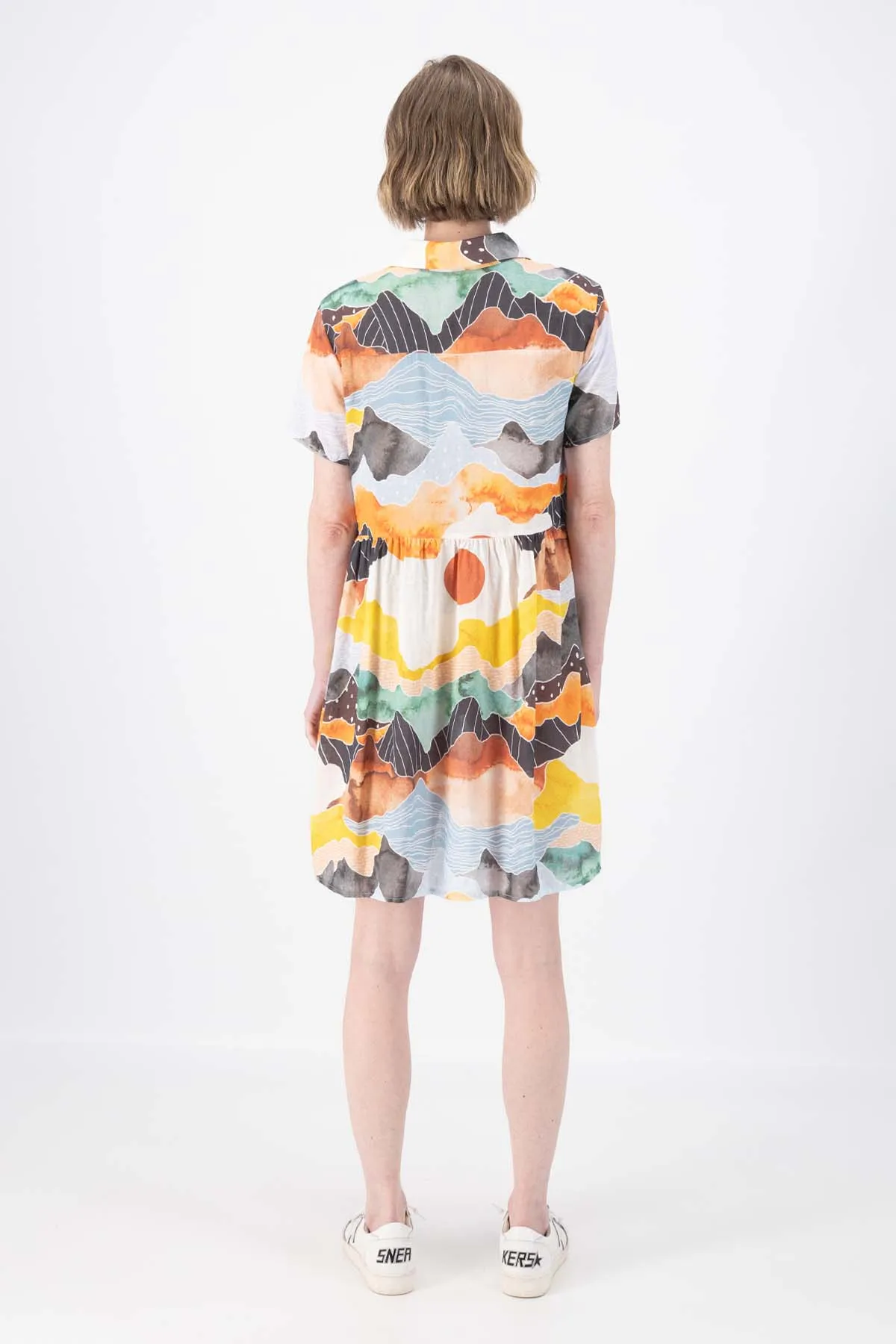 Vista Villa Dress Orange in Seersucker
