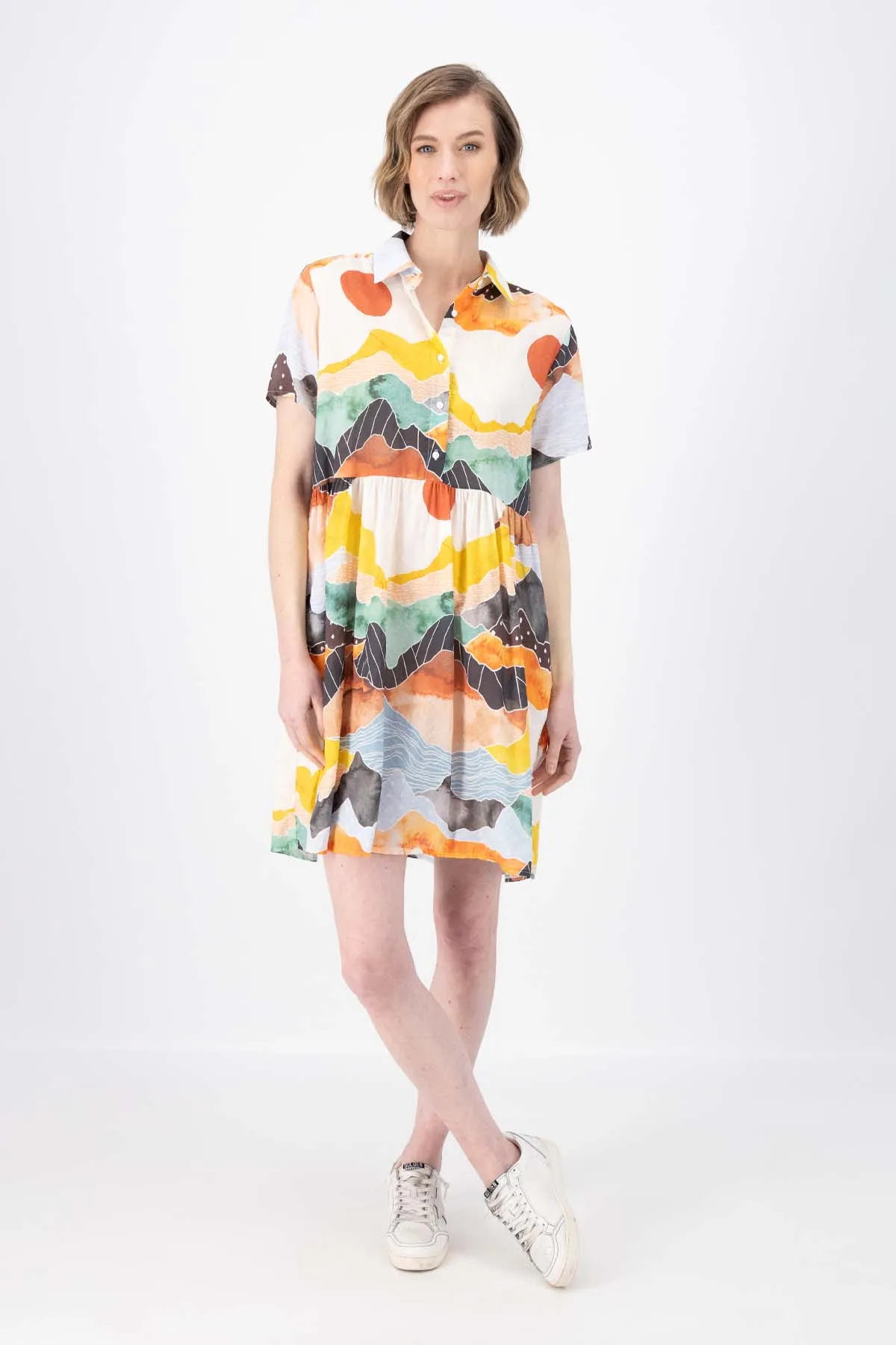 Vista Villa Dress Orange in Seersucker