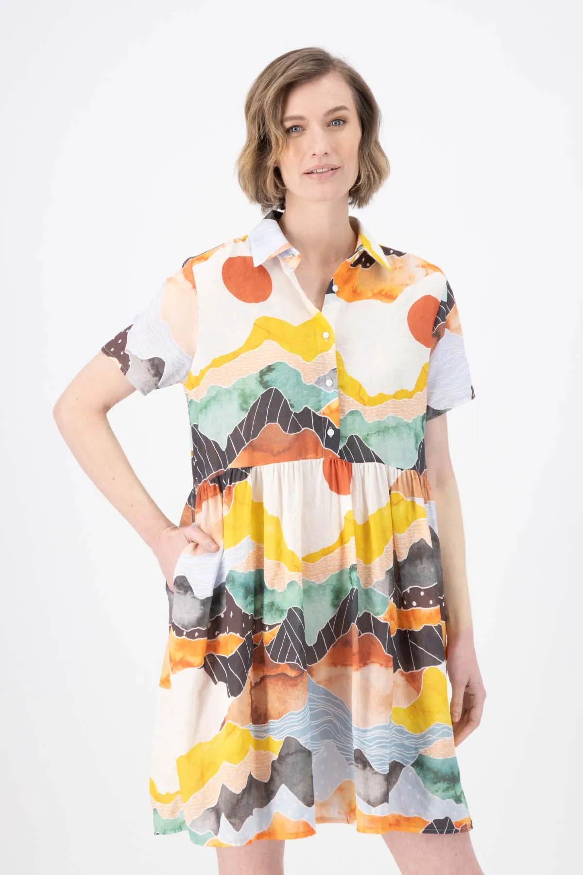 Vista Villa Dress Orange in Seersucker